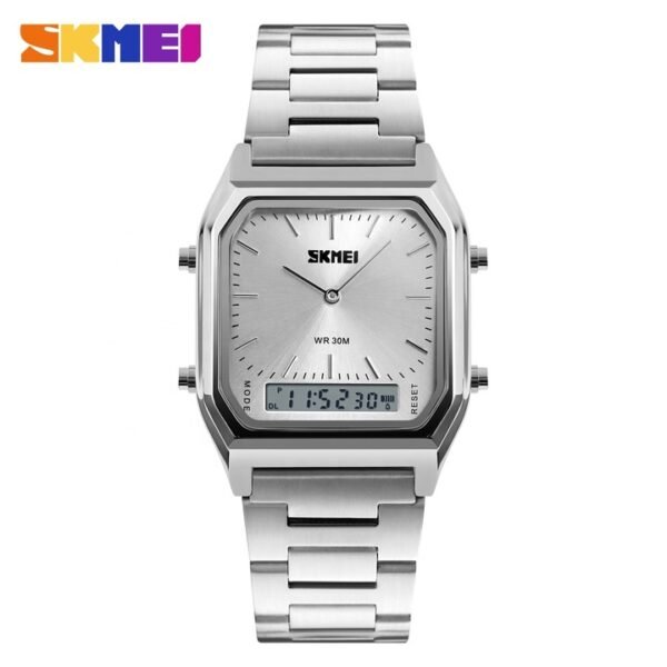 Skmei 1220 Quartz Digital Wristwatch Luxury Male Alarm Feature Watch(Silver)
