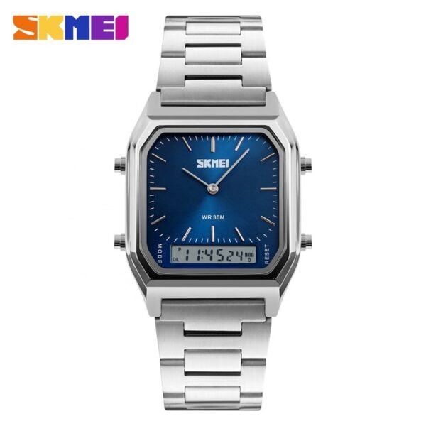 Skmei 1220 Quartz Digital Wristwatch Luxury Male Alarm Feature Watch(Silver Blue)