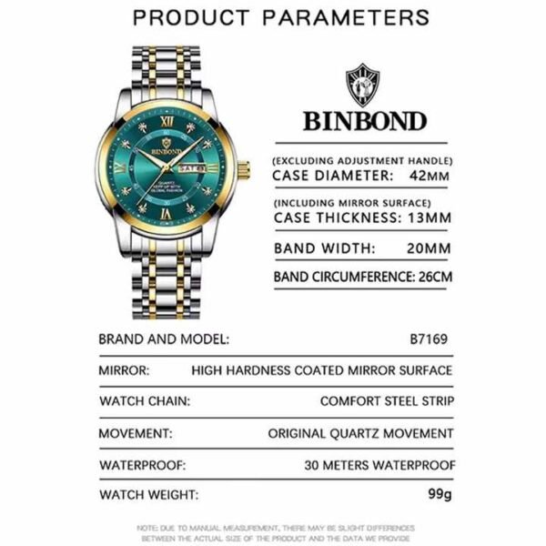 BINBOND 7169 Men Luxury Watch (t-Blue) - Image 3
